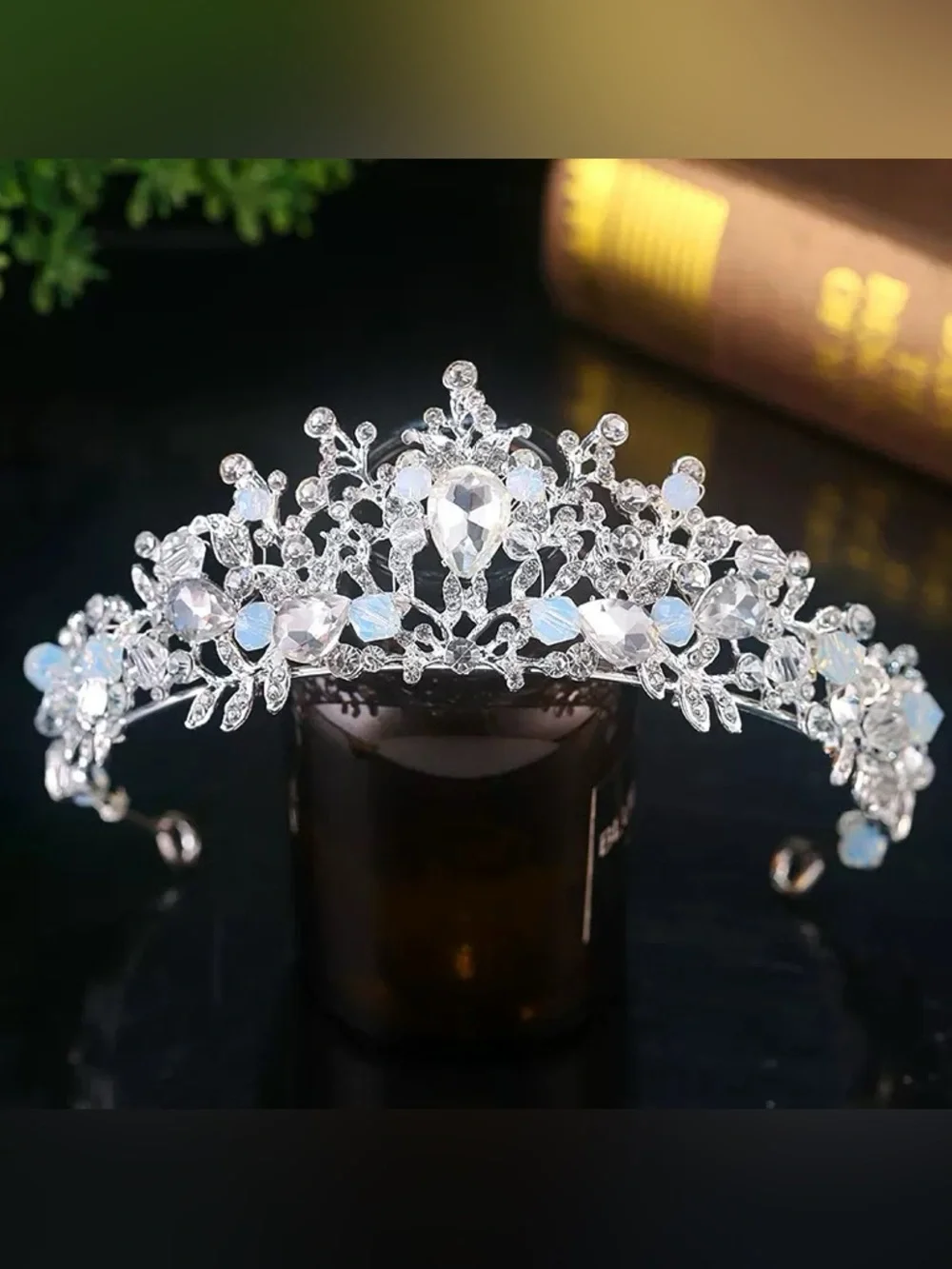 Crystal Accent Silver Bridal Tiara - Elegant Rhinestone Headpiece